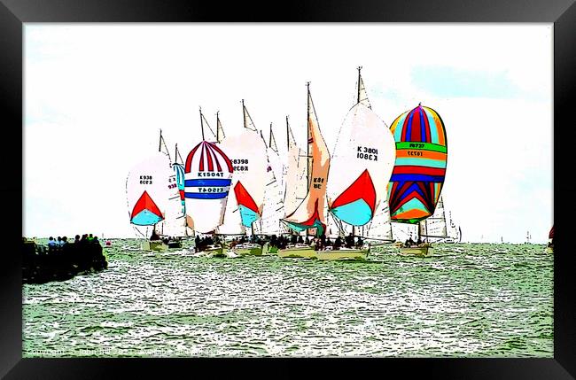 Raceing Spinnakers (watercolor effect ) Framed Print by john hill