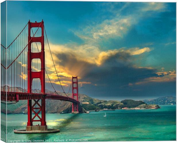 Golden Gate Bridge sunset, San Francisco Canvas Print by Wall Art by Craig Cusins
