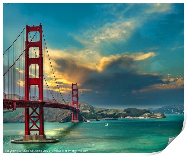 Golden Gate Bridge sunset, San Francisco Print by Wall Art by Craig Cusins