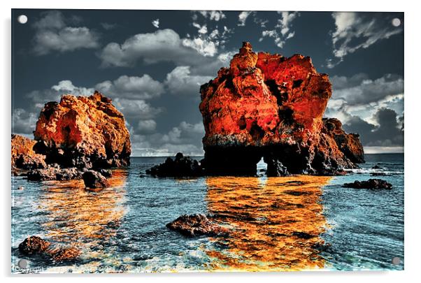 Albufeira  Rockscape, Portugal Acrylic by Wall Art by Craig Cusins