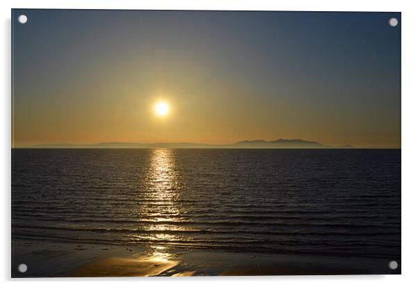 A misty Isle of Arran as sun setting Acrylic by Allan Durward Photography