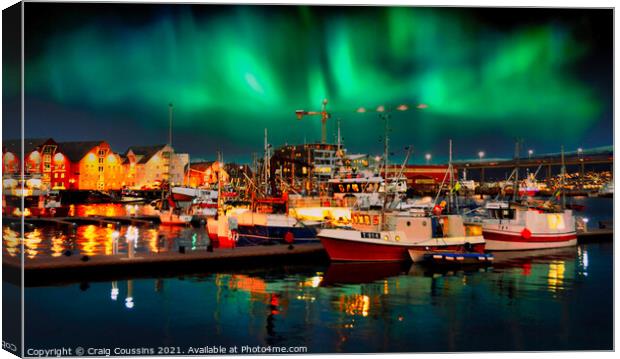 Northern Lights, Norway Canvas Print by Wall Art by Craig Cusins