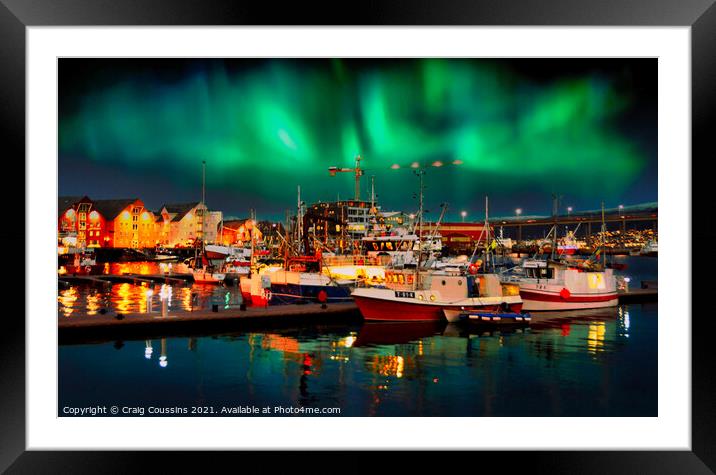 Northern Lights, Norway Framed Mounted Print by Wall Art by Craig Cusins