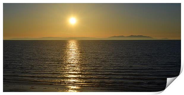 Arran silhouetted by setting sun Print by Allan Durward Photography