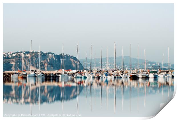 Boats water reflections Print by Paolo Cordoni