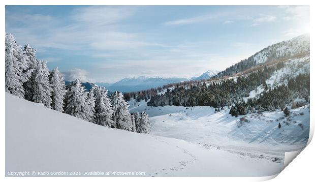 Outdoor mountain and snow Print by Paolo Cordoni