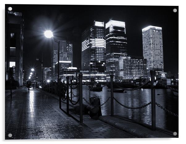 Canary Wharf Black & White Cityscape Photograph Acrylic by Jonathan Pankhurst