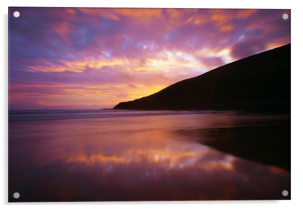 Saunton Sands Sunset Acrylic by John Dickson