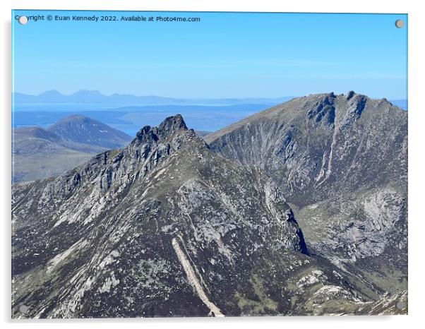 Cir Mhor and Caisteal Abhail, Isle of Arran with views North West to Jura Acrylic by Euan Kennedy