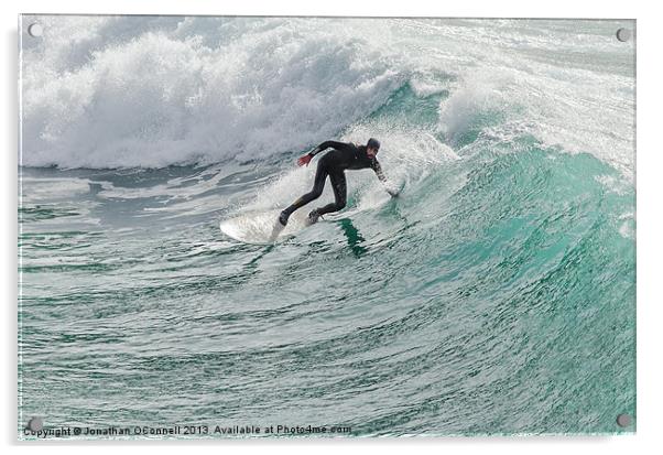 Porthtowan Surf #3 Mar2013 Acrylic by Jonathan OConnell