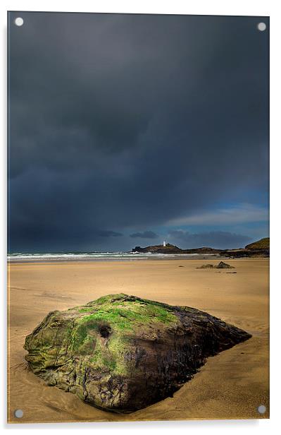Godrevy Beach Storm Acrylic by Jonathan OConnell
