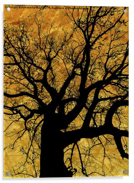 Oak tree in yellow. Acrylic by Annabelle Ward