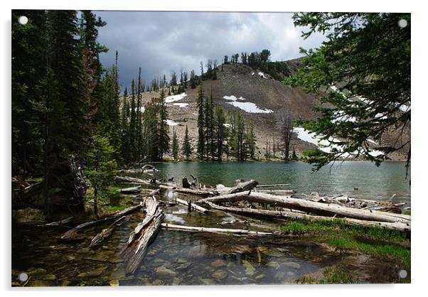 Small mountain lake in Colorado Rockies Acrylic by Claudio Del Luongo