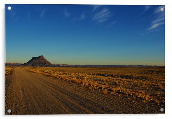 Gravel road to Factory Butte, Utah Acrylic by Claudio Del Luongo
