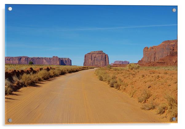 Sand road across Monument Valley, Arizona Acrylic by Claudio Del Luongo