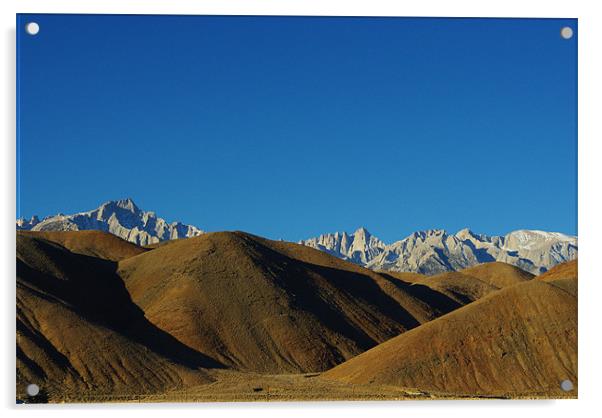 Sierra Nevada behind brown hills Acrylic by Claudio Del Luongo