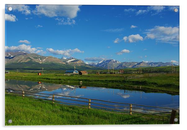 Montana ranch with Rockies Acrylic by Claudio Del Luongo