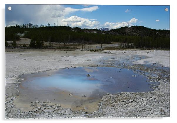 Pearl blue hot pool, Yellowstone Acrylic by Claudio Del Luongo