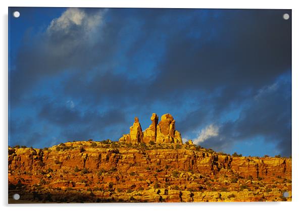 Last sunlight on rock wall, Utah Acrylic by Claudio Del Luongo