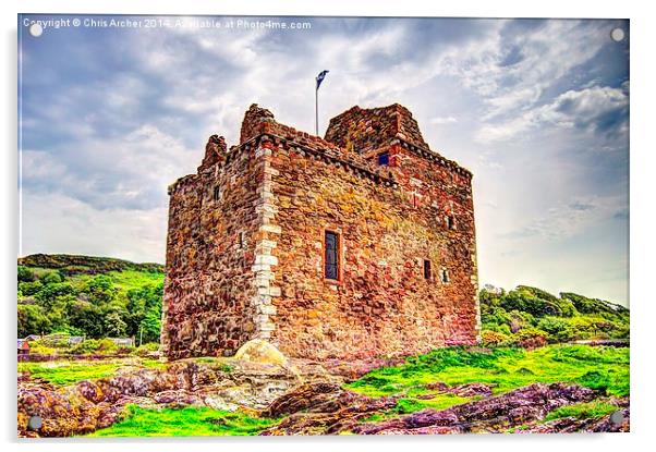  Portencross Castle Acrylic by Chris Archer