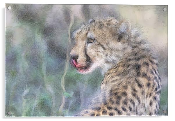 Licking Leopard Acrylic by Keith Furness