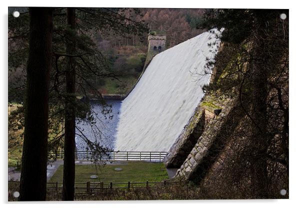 Overflowing Derwent Dam Acrylic by Philip Berry