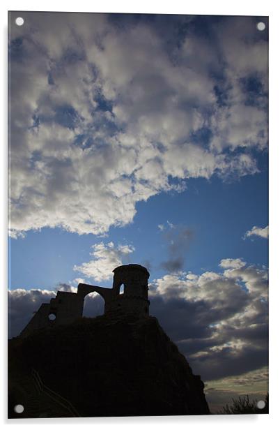 Mow Cop Castle Sunset Acrylic by Philip Berry