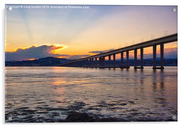 Dundee and Tay Bridge Sunset Acrylic by craig beattie
