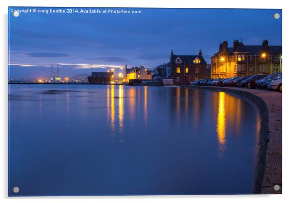 Calm Broughty Ferry waterfront at night Acrylic by craig beattie