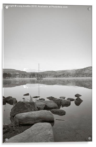  Loch Ard Boat B&W Acrylic by craig beattie