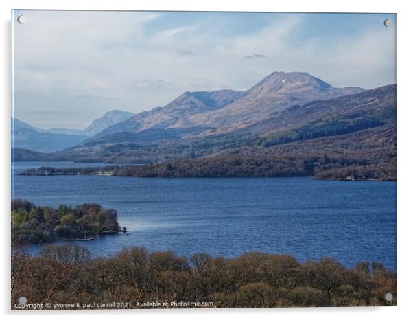 Ben Lomond and Loch Lomond from Inchcailloch summit Acrylic by yvonne & paul carroll