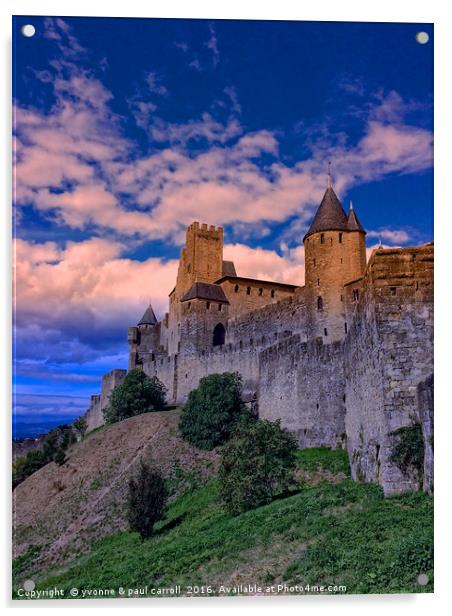 Carcassonne walled city Acrylic by yvonne & paul carroll
