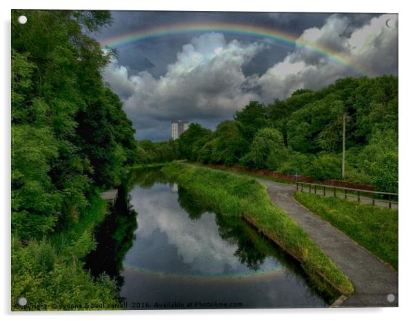 Rainbow over the Forth & Clyde canal near Maryhill Acrylic by yvonne & paul carroll