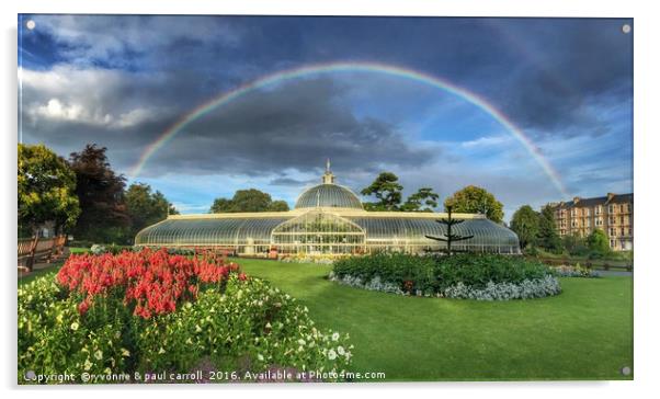 Rainbow over the Botanics Glasshouse Acrylic by yvonne & paul carroll