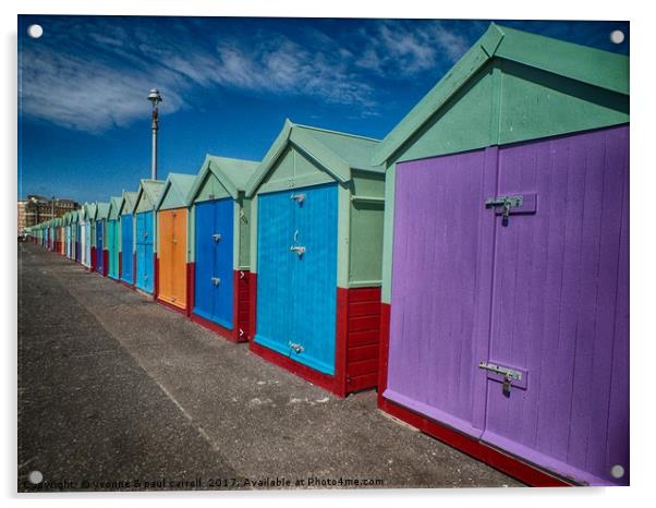 Hove beach huts Acrylic by yvonne & paul carroll