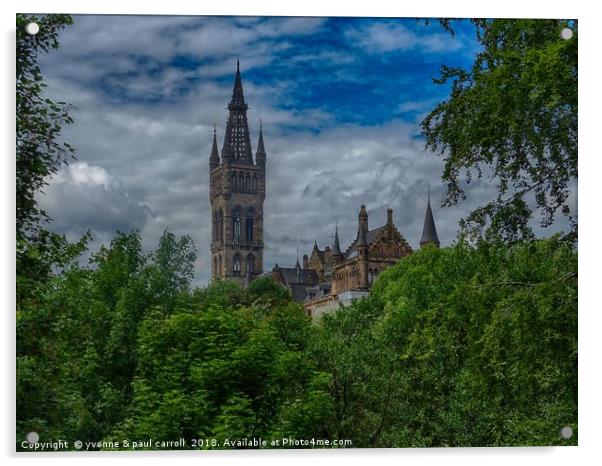 Glasgow University from Kelvingrove Park  Acrylic by yvonne & paul carroll