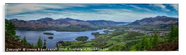 Derwent water panorama from Walla Crag, Keswick Acrylic by yvonne & paul carroll