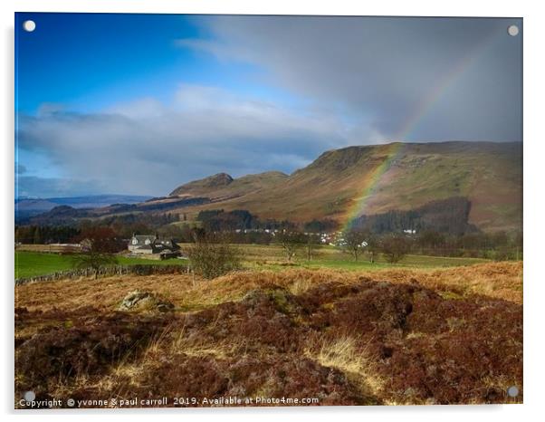 Rainbow over Dumgoyne Hill, Strathblane Acrylic by yvonne & paul carroll