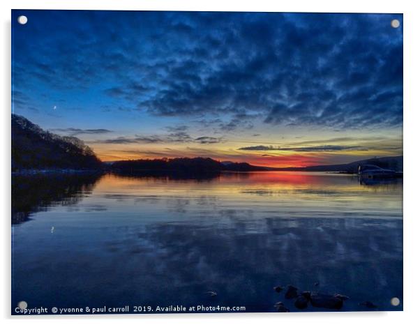 Sunset on Loch Lomond from Port Bawn, Inchcailloch Acrylic by yvonne & paul carroll