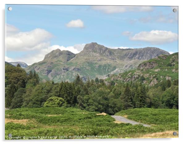 Langdale Pikes, Lake District Acrylic by yvonne & paul carroll