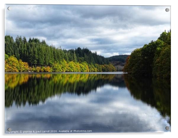 Autumn reflections on Loch Drunkie Acrylic by yvonne & paul carroll