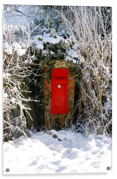 post box in the snow Acrylic by Lynne Easton