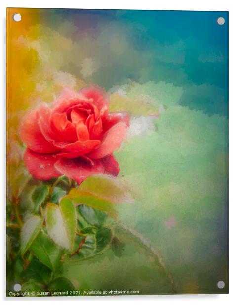 Rose  Acrylic by Susan Leonard