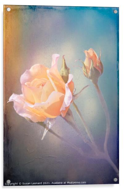 Yellow Roses Acrylic by Susan Leonard