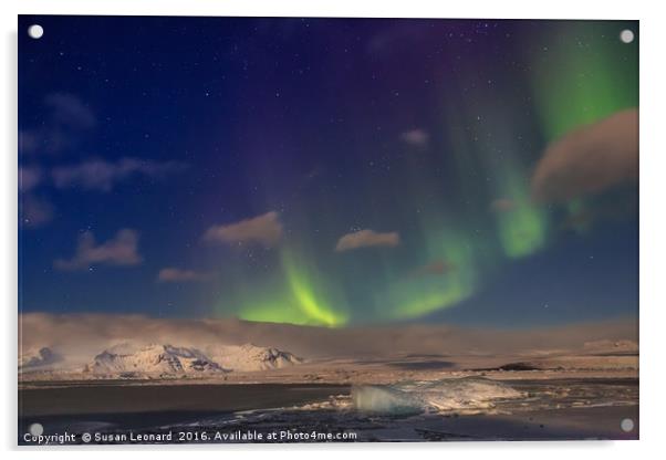 Aurora Borealis over Jokulsarlon Acrylic by Susan Leonard