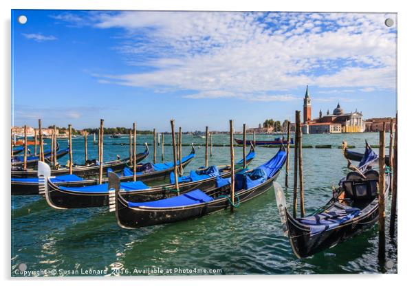 Gondolas in Venice Acrylic by Susan Leonard