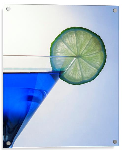 Blue Sapphire Martini Acrylic by David Pacey