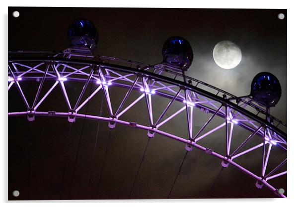 London Eye in Moonlight Acrylic by Phil Robinson