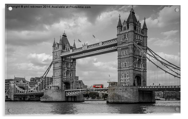  Tower Bridge with London Bus, London, England Acrylic by Phil Robinson