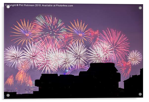  London Fireworks 2014/15 Acrylic by Phil Robinson